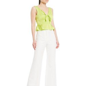 Gianni Bini Carol V-Neck Tie Front Crop Blouse Size12 Neon Ocean Breeze …